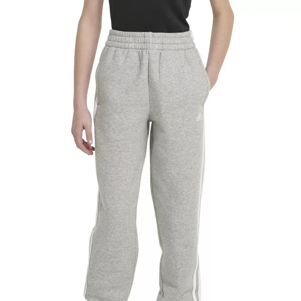 NWT adidas Girls' Elastic Waistband 3-Stripe Cotton Fleece Joggers - Picture 2 of 8